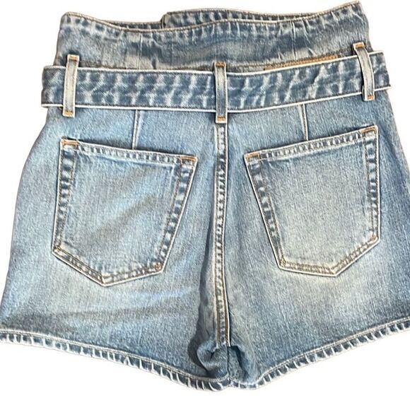 GRLFRND shorts Sz 23 Brynn Tie-Waist Denim Hi Waist Blue Button Fly‎ 70s NWOT - Picture 4 of 10